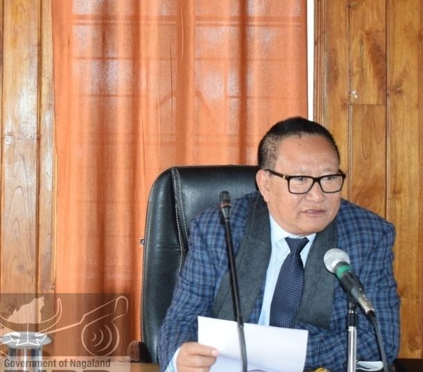 Dy CM TR Zeliang addressing the Peren DPDB meeting held at DC's Conference Hall, Peren. (DIPR Photo)